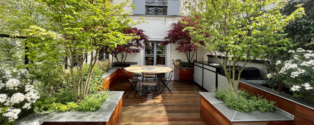 amenagement création terrasse rooftop paris suresnes boulogne neuilly puteaux colombe jardin paysagiste jardinier 78 92 91 95 75 plantation gazon arrosage automatique eclairage contrat d